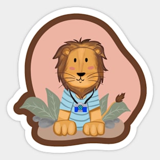 Cute Lion Illustration Capturing the Wild Sticker